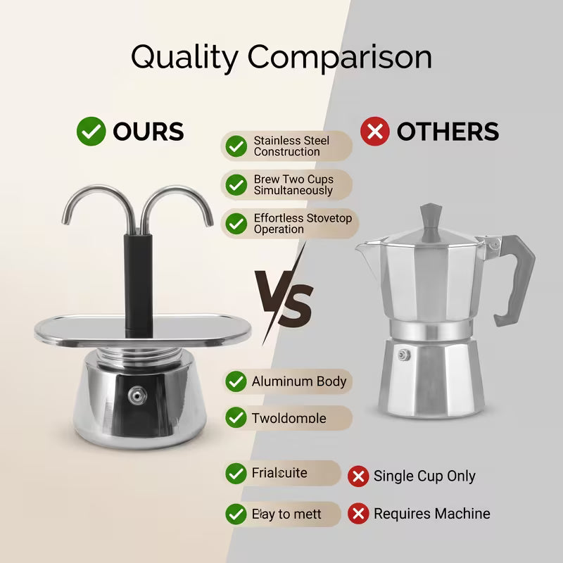 Double Head Stainless Steel Moka Pot