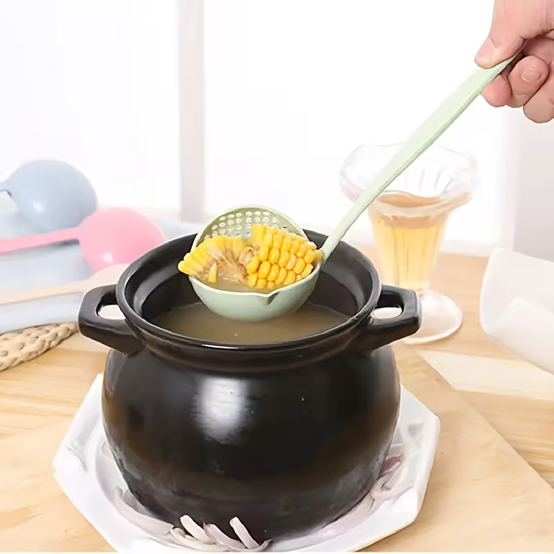 2-in-1 Kitchen Strainer Spoon – Long Handle Soup & Hot Pot Ladle