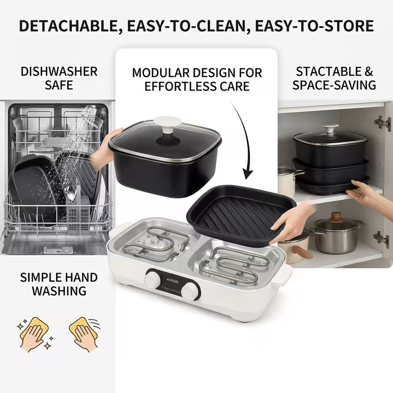 2-in-1 Electric Hot Pot And Grill Combo
