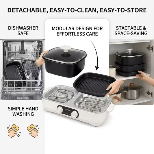2-in-1 Electric Hot Pot & Grill Combo