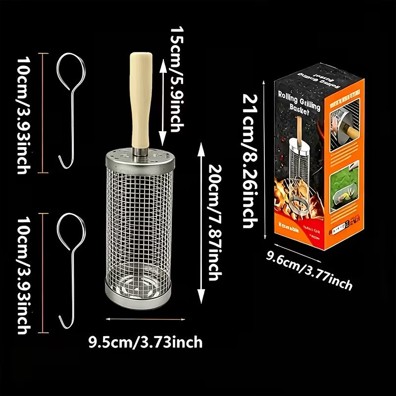 3pcs Includes (1 BBQ Cage + 2 Hook)