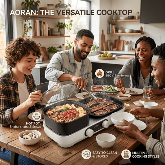 2-in-1 Electric Hot Pot And Grill Combo