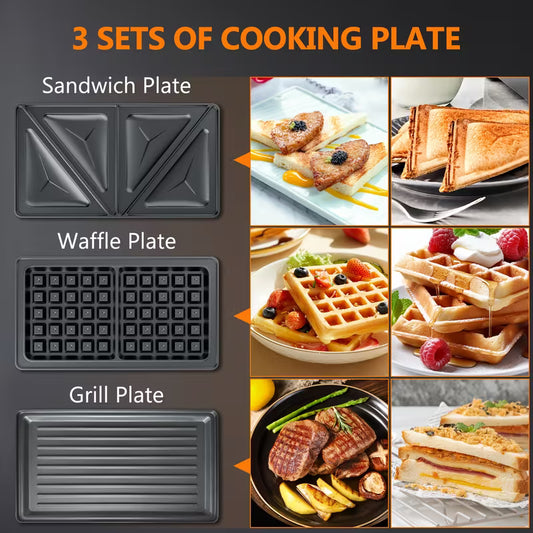 3-in-1 Breakfast Maker with Interchangeable Plates
