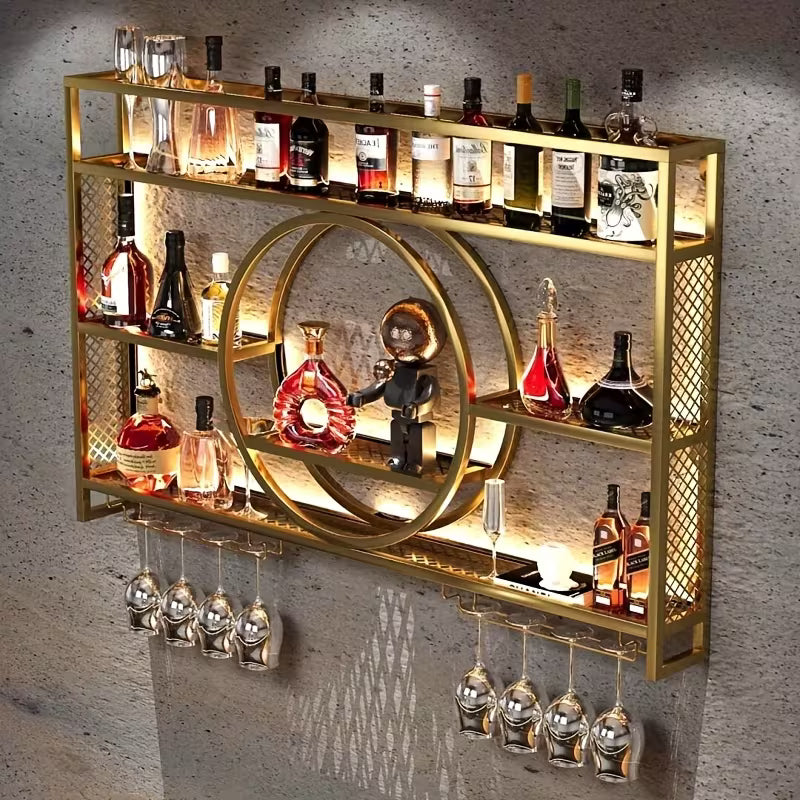 Wall Mounted Glass Holder, 3-Tier Drink Storage Shelf