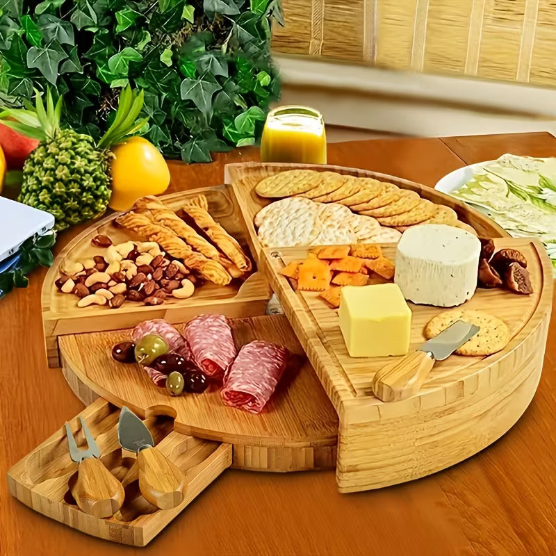 1 Set of Bamboo Cheese Knives, Bread Cheese Platter