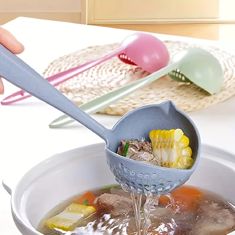 2-in-1 Kitchen Strainer Spoon – Long Handle Soup & Hot Pot Ladle