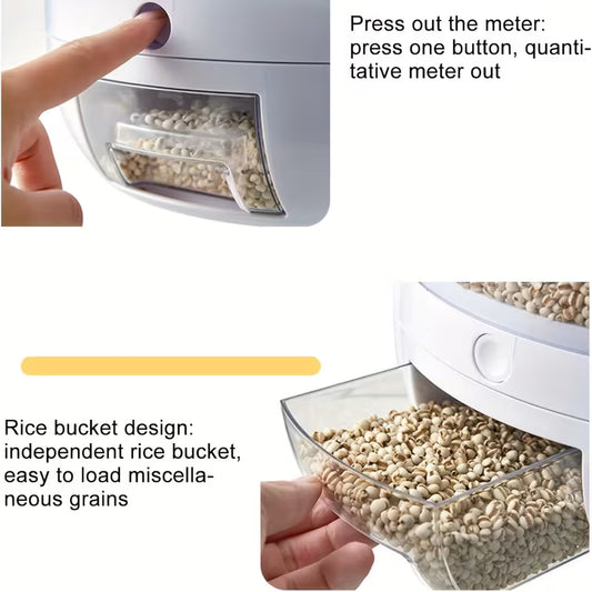 Rotating Rice Dispenser 22lb dial-a-portion spout detail - Kitchen Nest