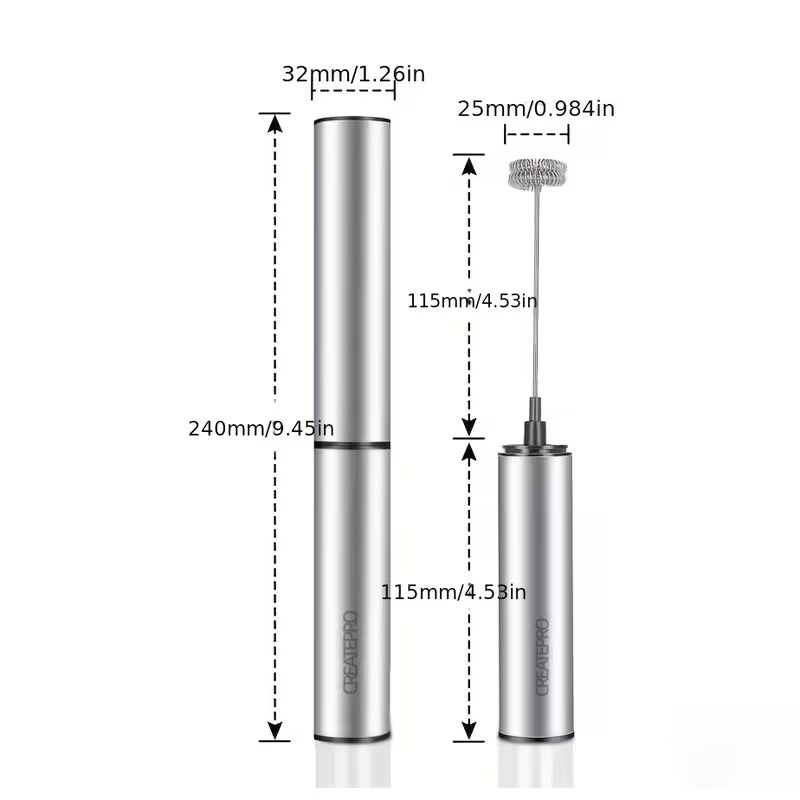 Rechargeable Stainless Steel Milk Frother.