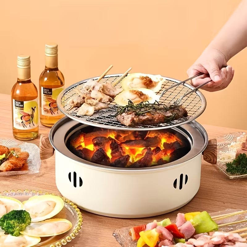 Portable Mini Charcoal Grill – Stainless Steel Desktop BBQ Grill