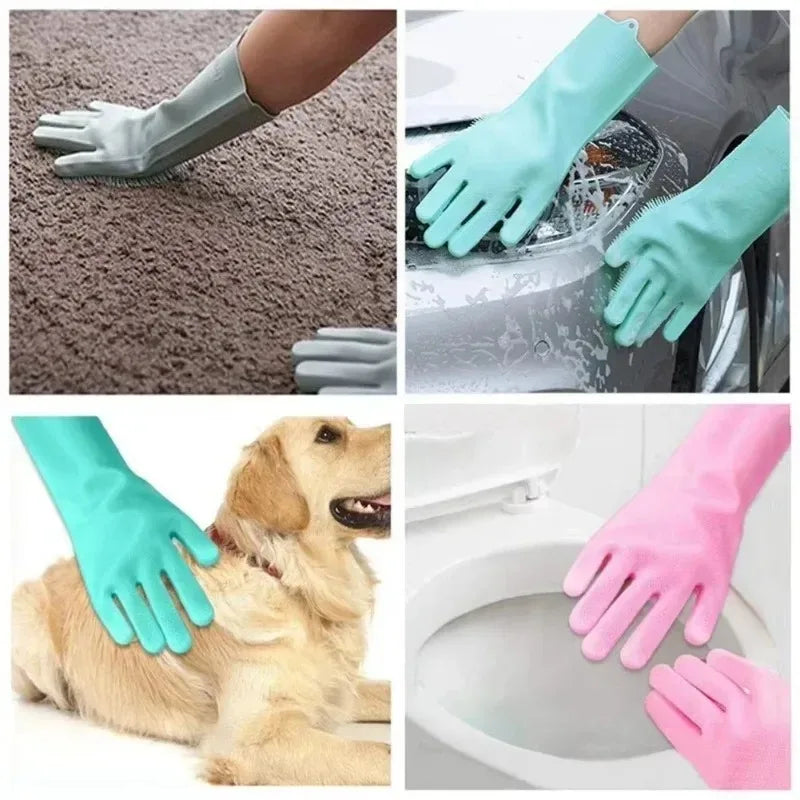 Silicone Scrubbing Cleaning Gloves