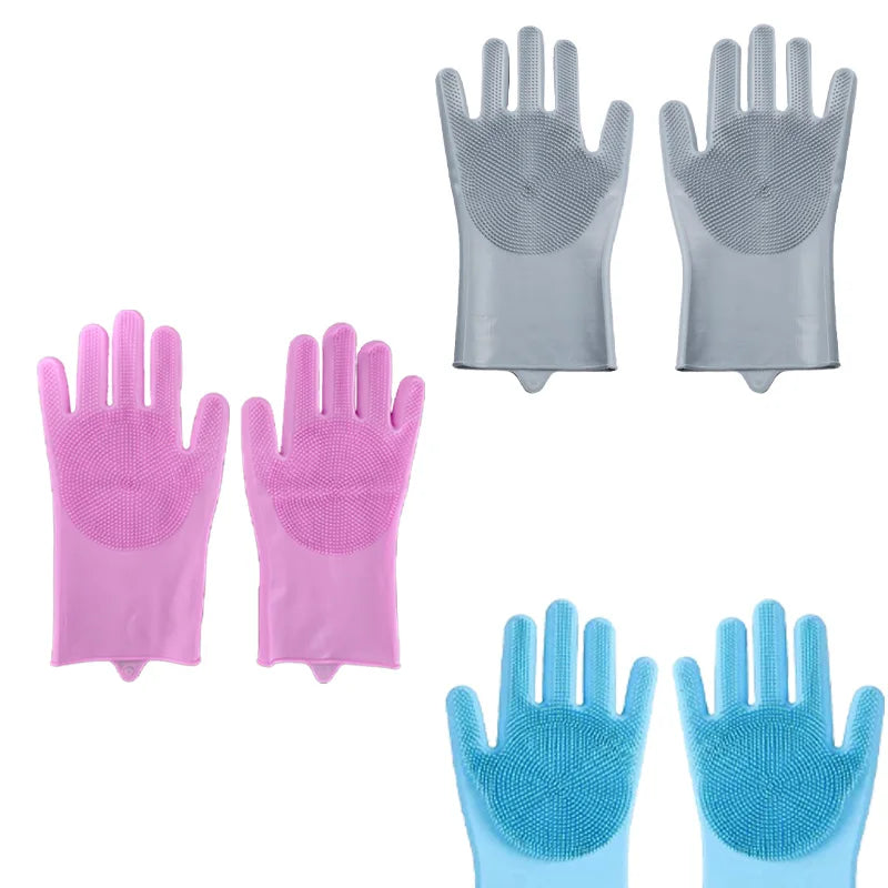 Silicone Scrubbing Cleaning Gloves
