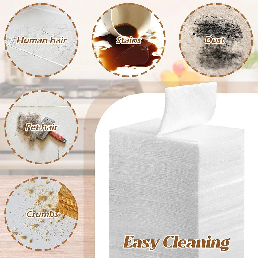 Heavy-Duty Disposable Mop Cloth Refills – 100/200PCS Universal Floor Cleaning Pads