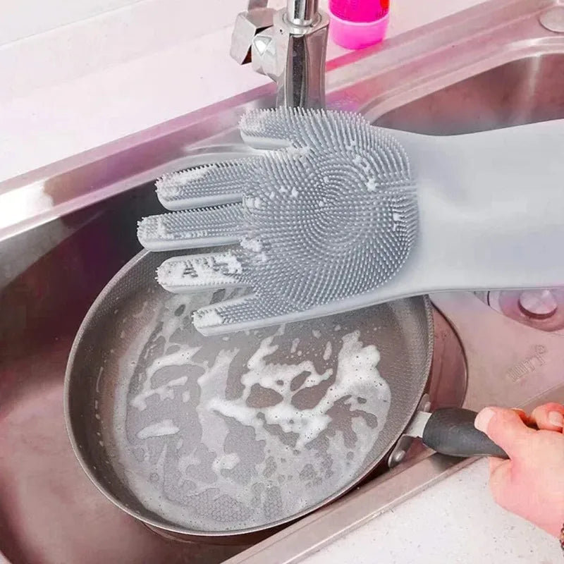 Silicone Scrubbing Cleaning Gloves