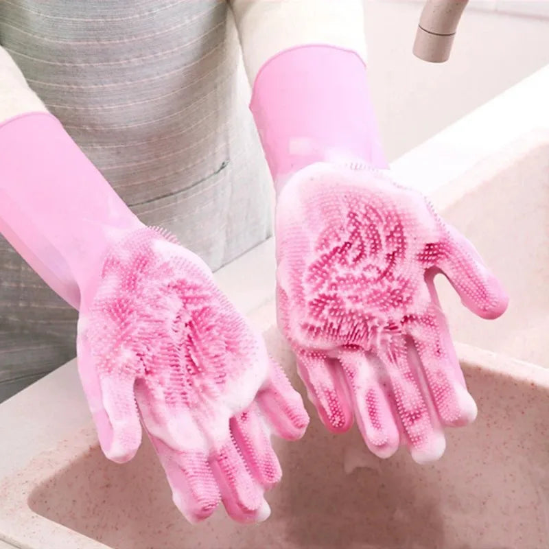 Silicone Scrubbing Cleaning Gloves