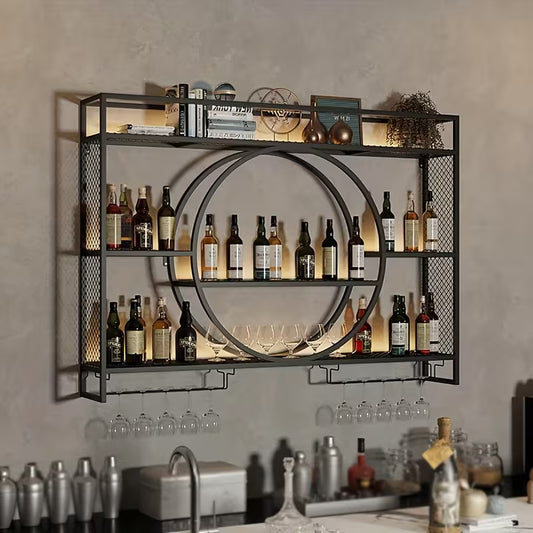 Wall Mounted Glass Holder, 3-Tier Drink Storage Shelf