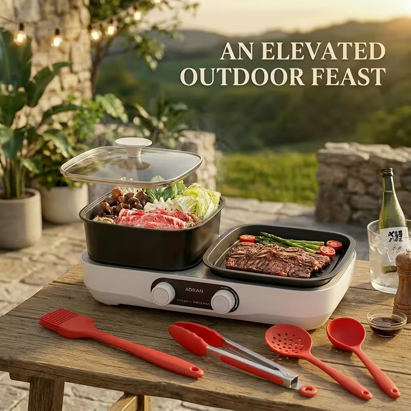2-in-1 Electric Hot Pot And Grill Combo