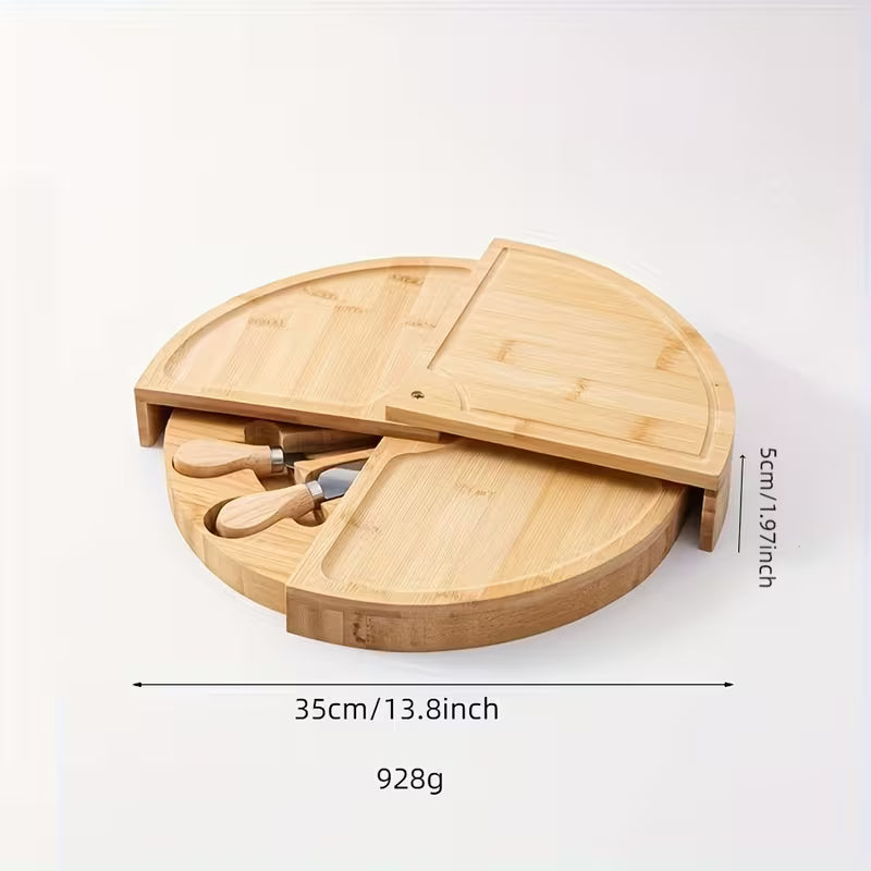 1 Set of Bamboo Cheese Knives, Bread Cheese Platter