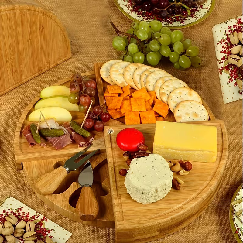 1 Set of Bamboo Cheese Knives, Bread Cheese Platter
