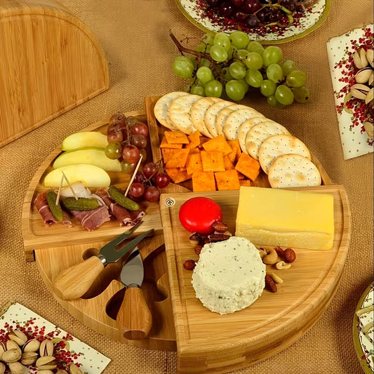 1 Set of Bamboo Cheese Knives, Bread Cheese Platter