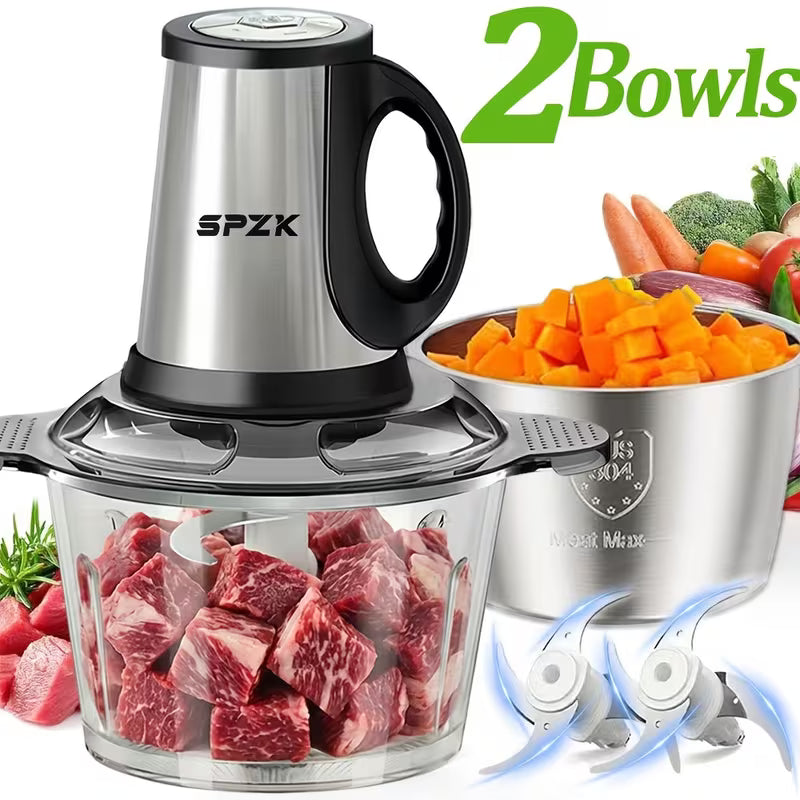 2-Bowl Food Chopper with Dual Blades - Kitchen Nest